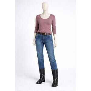 vintage Black Leather Mid Calf Boots Side Zip Block Heel made in USA riding